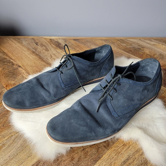 Hugo Boss Shoes | Hugo Boss Blue Suede Trainers, Sz 9.5 | Color: Blue | Size: 9.5 | Mand0lyn's Closet